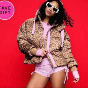 Leopard Print Women's puffer jacket PINK collection